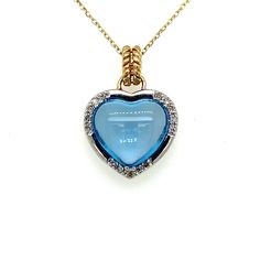 PRODUCT DESCRIPTION: 14k Two Tone Diamond Heart Pendant Necklace With Blue Topaz Gem Stone Center / Unique Blue Topaz Dainty Heart Pendant / Perfect Gift For Her - Solid 14k Two Tone Gold: 2.45 Grams  - 15 Natural Diamonds / Total Weight: .08 Carats - High Quality Diamonds: (F-G Color / VS Clarity) - Genuine Blue Topaz: 1 Stone / 7.62 Carats - Pendant Dimensions: (16mm Height) x (16mm Width) - Chain Details: Solid 14k Gold Cable Chain With Lobster Lock (Approx 1mm Chain Width)  ----------------- Diamond Heart Pendant Necklace, 18k Gold Chain, Heart Pendant Diamond, Online Jewelry Store, Quality Diamonds, Perfect Gift For Her, Heart Pendant Necklace, Diamond Heart, Heart Necklace