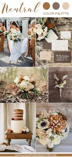 a collage of different wedding colors and details