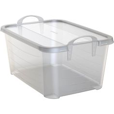 a large plastic storage box with handles