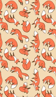 an orange and white fox pattern on a tan background