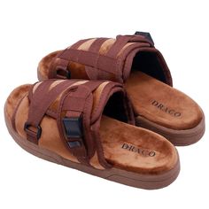 Ultimate Comfort Guaranteed The most comfortable slides you have ever worn or your money back. Phylon memory midsole Rubber-gripped outsole Increases height by an inch Adjustable straps - Perfect for wide & narrow feet Helps with foot and ankle alignment ✓ High Quality - Made from Premium leather lining and a phylon midsole to ensure each show breaks in naturally. Now exclusively stamped with our Draco logo to show authenticity. ✓ All day comfort - The slides have adjustable straps and velcro in Adjustable Brown Slide Sandals, Adjustable Brown Slides, Brown Double Strap Casual Slides, Draco Slides, Brown Leather Double Strap Slides, Brown Slides, Best Slides, Slides For Men, Back Relief