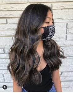 Balayage Hair Black Hair Straight, Dark Hair Ideas With Money Piece, Balayage And Babylights On Dark Hair, Black Hair Died Ideas, Hot Chocolate Highlights, All Over Balayage, Brunette Balayage Hair On Black Hair, Dark Hair On Bottom Light On Top, Babylights In Dark Hair