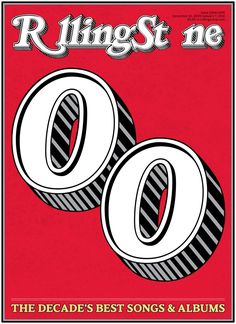 the cover of rolling stone's album, with two black and white letters on red background