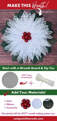 How To Make A Poinsettia Wreath For Christmas Poinsettia Wreath Diy, Diy Poinsettia, Diy Wreath Making, Wreath Kits, Unique In The Creek, Traditional Wreath