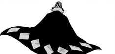 a black and white drawing of a person in a cape with diamonds on it's face