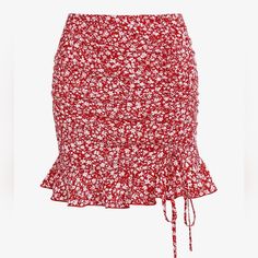 Zaful Floral Cinched Skirt With Ruffled Hem. Nwt. Size Small. I Accept Most Offers :) Red Ruched Skirt For Summer, Chic Red Floral Print Mini Skirt, Chic Red Mini Skirt With Floral Print, Casual Red Skirt For Brunch, Red Floral Print Mini Skirt, Casual Red Floral Print Mini Skirt, Red Fitted Mini Skirt For Vacation, Fitted Red Mini Skirt For Vacation, Skirt Summer Outfits