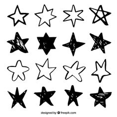 black and white stars drawn by hand