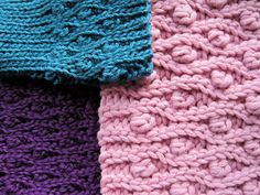 three different colors of crochet knitted together