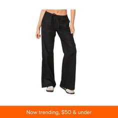 in stock Black Linen Summer Bottoms, Black Linen Bottoms For Summer, Trendy Linen Wide Leg Pants For Spring, Black Linen Bottoms For Vacation, Trendy Wide Leg Linen Bottoms, Black Mid-rise Wide Leg Pants For Spring, Spring Wide-leg Linen Jeans, Spring Mid-rise Linen Pants, Trendy Linen Pants For Spring