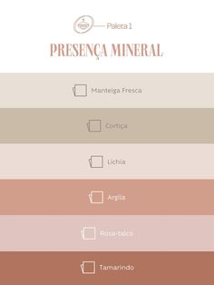 the color scheme for different types of paint in various colors, including pinks and browns