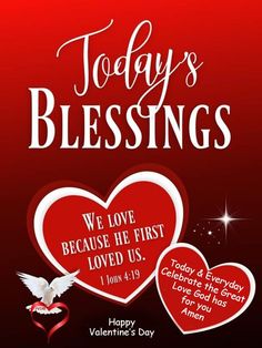 a valentine's day card with two hearts and the words today is blessings