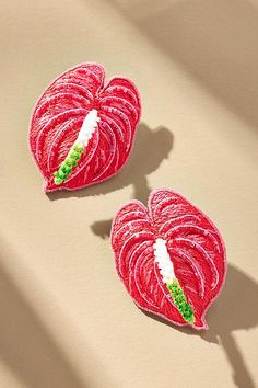 Mignonne Gavigan Anthurium Post Earrings Mignonne Gavigan, Organza Fabric, Bugle Beads, Silk Organza, Jewelry For Women, Jewelry Branding, Women's Jewelry, Post Earrings, Color Coding