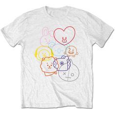 BT21 Faces Unisex T-Shirt Apple Logo, White Face, Quality T Shirts, Workout Tee, White T, Cotton Shorts, The Beatles, Short Sleeve Tee, Types Of Sleeves