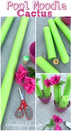 this is an image of how to make pool noodle cactuses