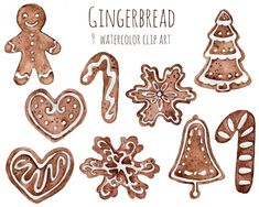 gingerbread watercolor clip art