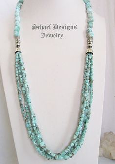 Schaef Designs Larimar & sterling silver long multi strand southwestern necklace | Southwestern Basics Collection | New Mexico Beading Necklaces, Southwestern Necklace, Turquoise Jewelry Native American, Handmade Jewel, Native Jewelry, Southwestern Jewelry, Western Jewelry, Bride Jewellery, Multi Strand