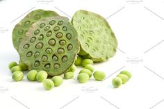 green peas on white background with clippings for text or image, closeup