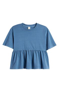 A flippy peplum and flared sleeves give an on-trend look to an everyday-fave cotton T-shirt. 100% cotton Machine wash, tumble dry Imported