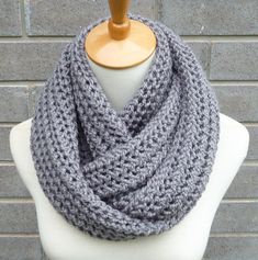 "This beautiful hand knitted infinity scarf is made with chunky weight Wool Blend Yarn (75% Acrylic, 25% Wool). It can be worn loose, or wrapped around once. The pattern does not look the same on the other side, but you can use both sides for a different look. Amazing color for the fall/winter season. It goes with everything. The color may appear slightly different on different monitors. Measures: 53\" (135 cm) long x 11\" (28 cm) wide. From a smoke-free home. Care instructions: Hand wash in coo Scarf Aesthetic, Knitted Infinity Scarf, Chunky Knit Scarf, Scarf Chunky, Chunky Knit Scarves, Hat And Scarf Sets, Knit Infinity Scarf, Circle Scarf, Scarf Set