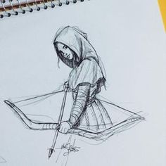 Bow Drawing, Drawing Hands, Seni Dan Kraf, Drawing Faces, Bow And Arrow, Character Sketches, Pencil Art Drawings, Art Drawings Sketches Creative, Art Drawings Sketches Simple