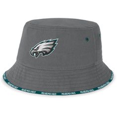 Stay cool while repping your Philadelphia Eagles with this Backup Bucket Hat from Fanatics. This bucket hat features an embroidered team graphic with raised details on the main panel, making a bold statement for any Eagles fan. The team wordmark printed on the trim adds a subtle yet stylish touch, making it the perfect game-day accessory. Sports Fan Hats With Team Logo For Streetwear, Adjustable Flat Bill Hats For Fan Gear, Fan Gear Visor Hat, One Size Fits Most, Adjustable Flat Bill Hat For Fan Gear, Adjustable Visor Hat For Fan Gear, Adjustable Team Logo Hat For Streetwear, Cotton Hat With Team Logo For Sports Events, Cotton Sports Hat With Team Logo, Adjustable Visor For Fan Gear