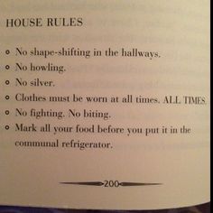 the rules for house rules written on a piece of paper