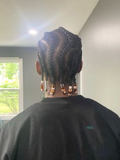 Cornrows with beads Braids On 3b Hair, 90s Cornrows, Cornrows Low Taper, Male Braids With Beads, Braids For Men With Beads, Men Braids With Beads, Cornrows Beads Men, Hair Beads Braids, Beads Cornrows