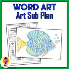 the word art art sub plan is shown in blue and green with an image of a fish