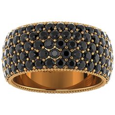 FERRUCCI Wide diamond pave' ring, with a slightly dome feeling, a wrap of sparkling black diamonds, for an approximate total carat weight of 4.75 carats, hand made in New York City by hand by Italian master jeweler, conceived in 18k yellow gold Classic, sophisticated, gorgeous look, everlasting in time style. This is a Ring size 7, we offer the complimentary option to customize the size upon order. Vintage Eternity Band, Sapphire And Diamond Band, Gold For Sale, Pave Diamond Ring, Right Hand Rings, Black Diamond Ring, Black Diamonds, Domed Ring, Diamond Rings Bands