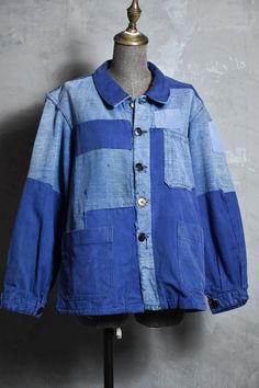 1960's French Vintage "Kiplay" Moleskin Patch Jacket  SIZE     Shoulder：44cm Pit to pit：55cm Length：69cm Sleeve：64cm  Follow us: @ban_secondhand_goods Thank you for checking us out :) Vintage Blue Pre-washed Outerwear, Retro Pre-washed Cotton Outerwear, Retro Cotton Outerwear Pre-washed, Vintage Reworked Cotton Outerwear, Vintage Patchwork Outerwear, 1950s Long Sleeve Outerwear With Pockets, Vintage Blue Cotton Outerwear, Vintage Blue Outerwear, Japanese Pants