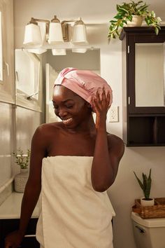 Satin-Lined Shower Cap - Blush – Grace Eleyae Happiness Habits, Hair Protection, Extra Work, Hair Dry, Shower Caps, Let Your Hair Down, Your Hairstyle, Shower Cap, The Salon