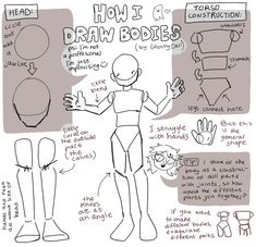 how to draw bodies for kids and adults in the style of cartoon characters, with instructions on