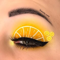 𝕊𝕖𝕣𝕖𝕟𝕚𝕥𝕪 𝕍𝕒𝕟𝕚𝕥𝕪 on Instagram: Lemon🍋🍋🍋 • SKIN Draw A Lemon, Halloween Beauty Makeup, Lemon Makeup, White Liquid Eyeliner, White Concealer, Crazy Eye Makeup, Lemon Skin, Eye Socket, White Liquid