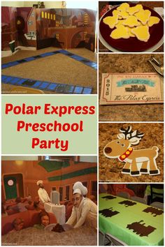 the polar express preschool party is set up with food and crafts for children to enjoy