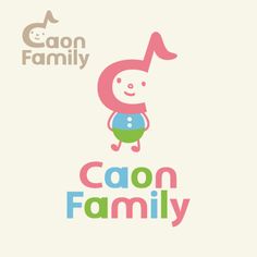 the logo for caon family is shown in pink, green and blue with an image of