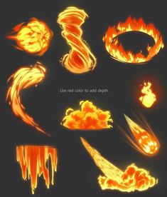 an image of different types of fire and flames