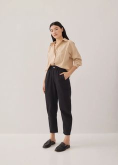 Paladia Elastic Waist Pants | Love, Bonito US Relaxed Fit High-waisted Dress Pants With Elastic Waistband, High-waisted Relaxed Fit Dress Pants With Elastic Waistband, Relaxed Fit Straight Pants For Fall, Versatile Relaxed Fit Tapered Leg Dress Pants, Versatile Tapered Leg Dress Pants In Relaxed Fit, Relaxed Fit Tapered Leg Dress Pants For Fall, Loosely Fitted Tapered Leg Bottoms For Daywear, Fall Dress Pants Relaxed Fit Tapered Leg, Fall Relaxed Fit Tapered Leg Dress Pants