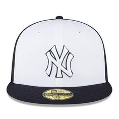 the new york yankees'white and navy 59fifty fitted hat