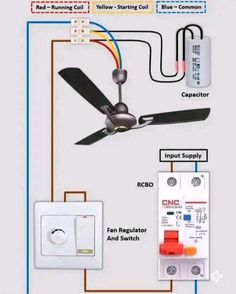 an electrical wiring diagram for a ceiling fan