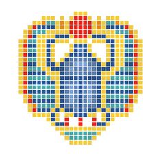 an image of a pixellated object in the shape of a heart with different colors and shapes