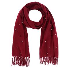 Women's Pearl Embellished Solid Fringe Oblong Scarf by CTM | Winter Scarves at BeltOutlet.com Soft Fringe, Plus Size Belts, Plus Size Sleepwear, Suspenders For Women, Mens Sleepwear, Woven Belt, Scarf Set, Dress Socks