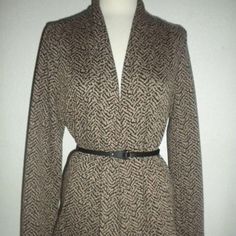 Ck Calvin Klein Misses Size 10 Black And Beige Fashion Jacket Animal Print Belted Waist Long Sleeves 99% Polyester 1% Spandex Nwt Beige Fashion, Waist Jacket, Ck Calvin Klein, Black And Beige, Womens Calvin Klein, Black Tan, Jacket Style, Black And Tan, Black And Brown