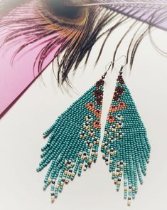 Native Beaded Earrings, Beaded Fringe Earrings, Earrings Chandelier, Earrings Colorful, Beaded Fringe, Seed Bead Earrings, Fringe Earrings, Bead Earrings, Earrings Dangle