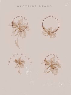 three flower stickers are shown on a beige background with the words, waatribe brand