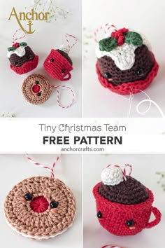 crochet christmas ornament pattern with coffee cup and saucer