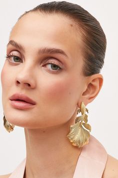 Gold Plated Statement Earrings Elegant Hoop Earrings For Summer Wedding, Trendy Formal Earrings With Plating, Elegant Summer Wedding Hoop Earrings, Modern Metal Earrings For Spring, Luxury Summer Party Jewelry, Chic Gold Earrings For Summer, Gold Hoop Earrings For Summer Wedding, Luxury Hoop Earrings For Party, Trendy Plated Hoop Earrings For Party