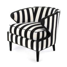 a black and white striped chair on a white background