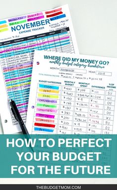 two sheets of paper with the words how to perfect your budget for the future on them