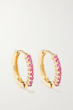 Find MATEO 14-karat Gold Sapphire Hoop Earrings on Editorialist. Simplicity and minimalism are at the core of Mateo's design ethos, so its timeless pieces make great everyday signatures. Shaped to comfortably hug your lobe, these earrings are cast from 14-karat gold and set with 0. 28-carats of twinkling pink sapphires. Stack them alongside similar styles from the label. Gold And Pink Earrings, Hoco Jewelry, Sapphire Hoop Earrings, Pink Gold Rings, Turquoise Hoop Earrings, Luxe Jewelry, Gold Pearl Earrings, Gold Ring Stack, Pearl Hoop Earrings