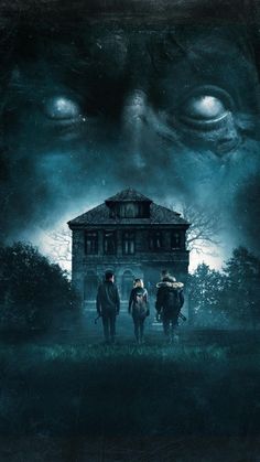 a movie poster for the house with three people walking in front of an old building